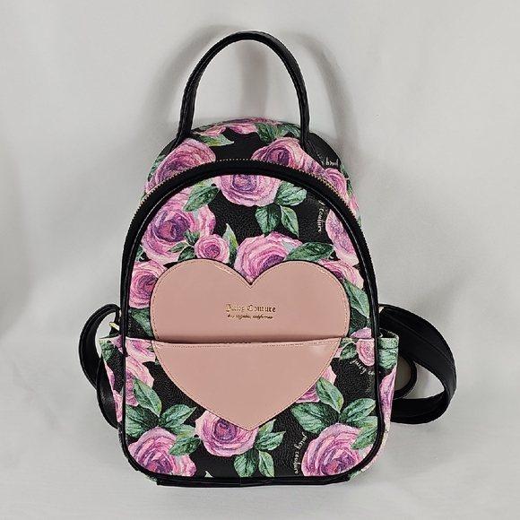 Juicy Couture Handbags - Juicy Couture Floral Mini Backpack with Pink Heart Pocket